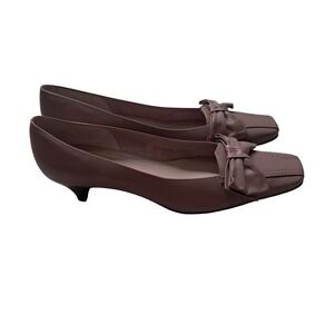 Franco Sarto‎ Kitten Heel Pumps Women's 8 Mauve Leather Square Toe Bow Brazil